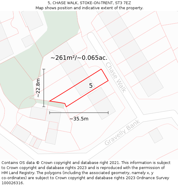 5, CHASE WALK, STOKE-ON-TRENT, ST3 7EZ: Plot and title map