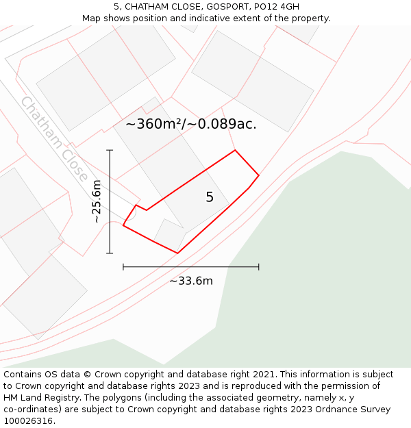 5, CHATHAM CLOSE, GOSPORT, PO12 4GH: Plot and title map