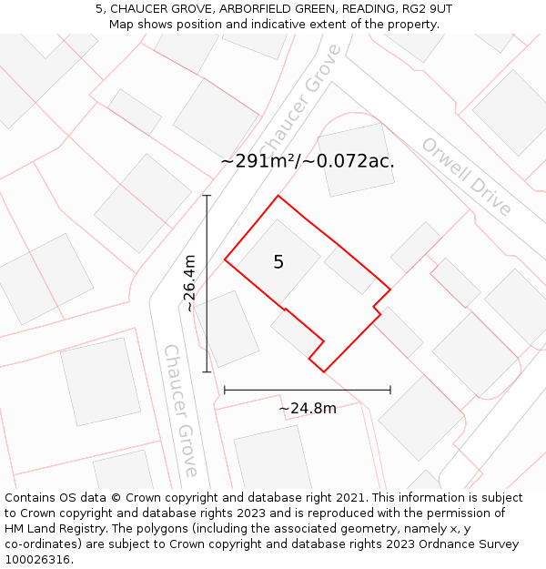 5, CHAUCER GROVE, ARBORFIELD GREEN, READING, RG2 9UT: Plot and title map