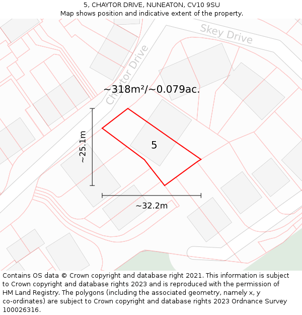 5, CHAYTOR DRIVE, NUNEATON, CV10 9SU: Plot and title map