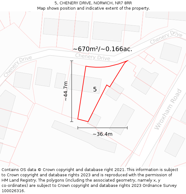 5, CHENERY DRIVE, NORWICH, NR7 8RR: Plot and title map