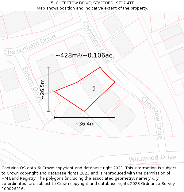 5, CHEPSTOW DRIVE, STAFFORD, ST17 4TT: Plot and title map