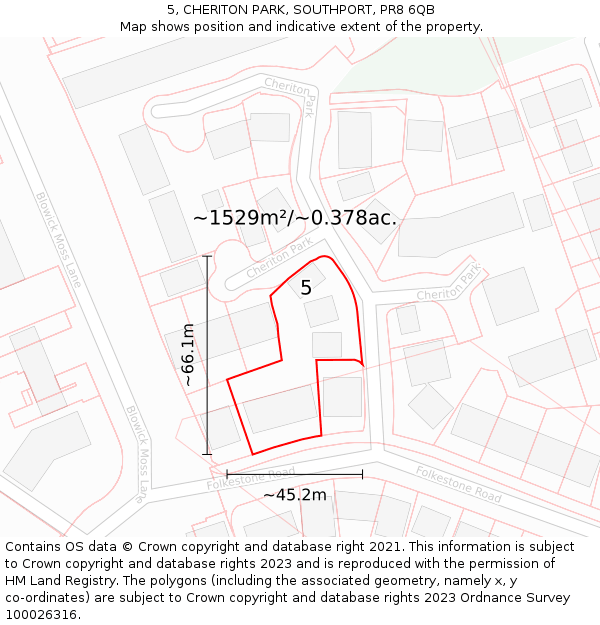 5, CHERITON PARK, SOUTHPORT, PR8 6QB: Plot and title map