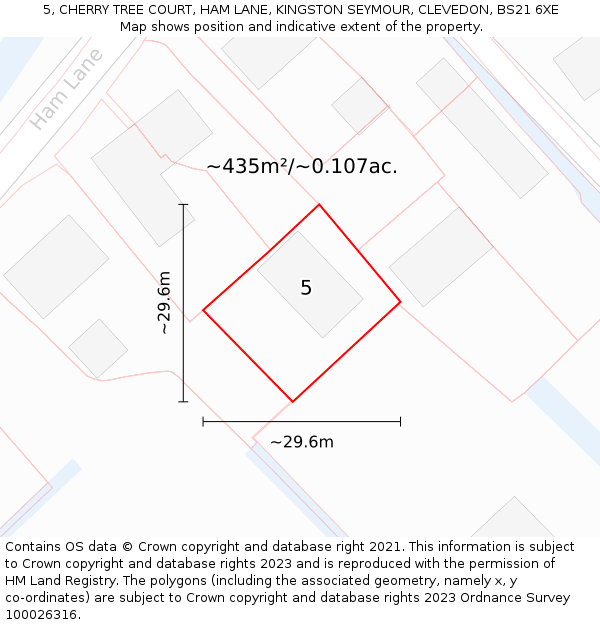 5, CHERRY TREE COURT, HAM LANE, KINGSTON SEYMOUR, CLEVEDON, BS21 6XE: Plot and title map