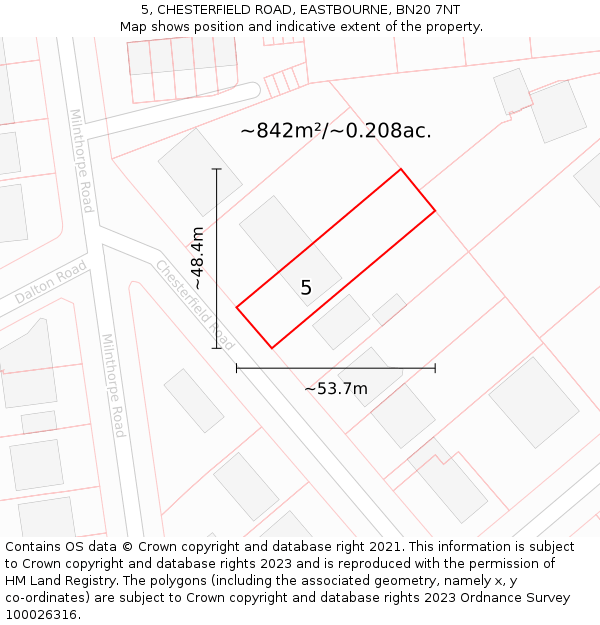 5, CHESTERFIELD ROAD, EASTBOURNE, BN20 7NT: Plot and title map