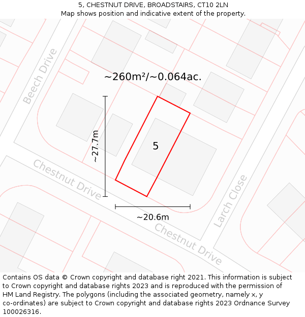 5, CHESTNUT DRIVE, BROADSTAIRS, CT10 2LN: Plot and title map