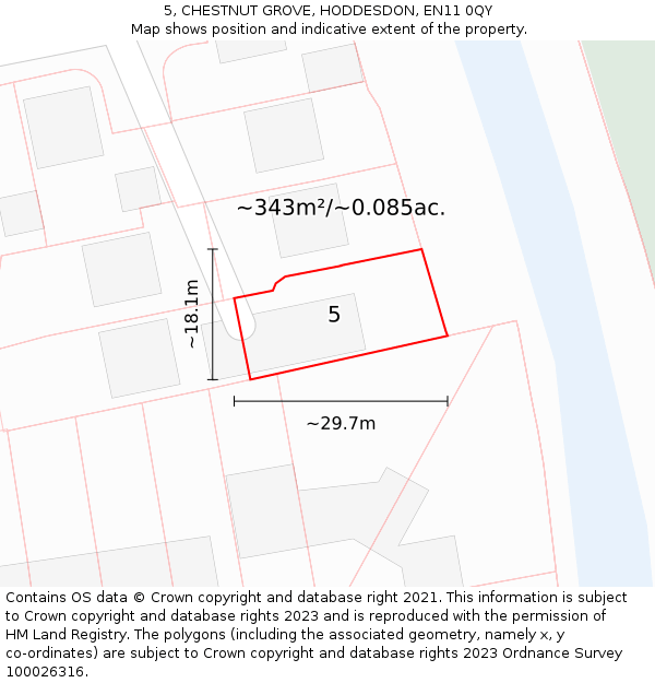 5, CHESTNUT GROVE, HODDESDON, EN11 0QY: Plot and title map