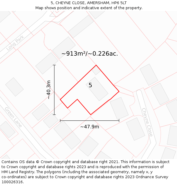 5, CHEYNE CLOSE, AMERSHAM, HP6 5LT: Plot and title map