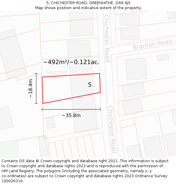 5, CHICHESTER ROAD, GREENHITHE, DA9 9JS: Plot and title map