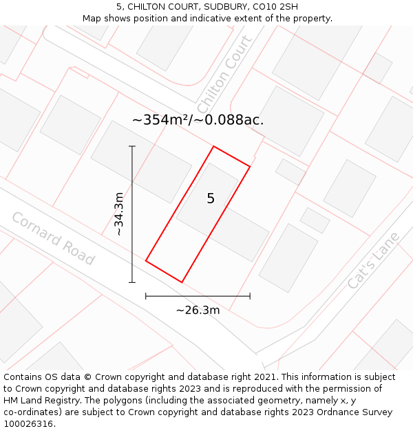 5, CHILTON COURT, SUDBURY, CO10 2SH: Plot and title map