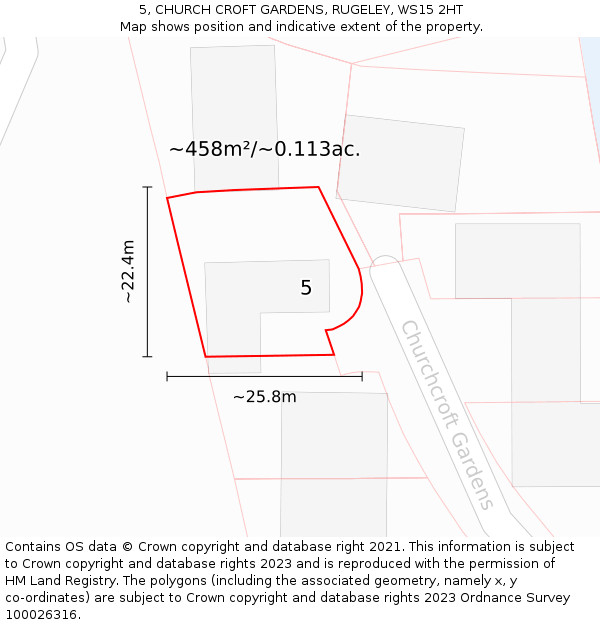 5, CHURCH CROFT GARDENS, RUGELEY, WS15 2HT: Plot and title map