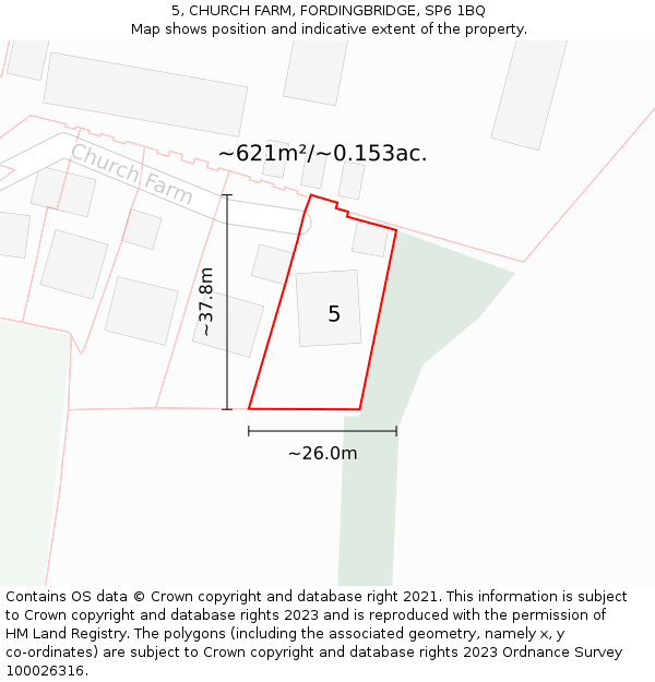 5, CHURCH FARM, FORDINGBRIDGE, SP6 1BQ: Plot and title map