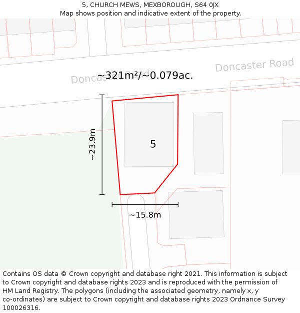 5, CHURCH MEWS, MEXBOROUGH, S64 0JX: Plot and title map