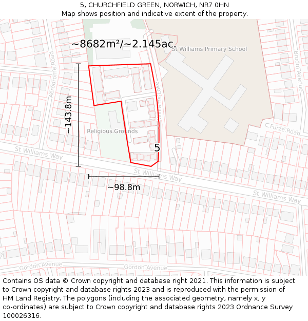 5, CHURCHFIELD GREEN, NORWICH, NR7 0HN: Plot and title map