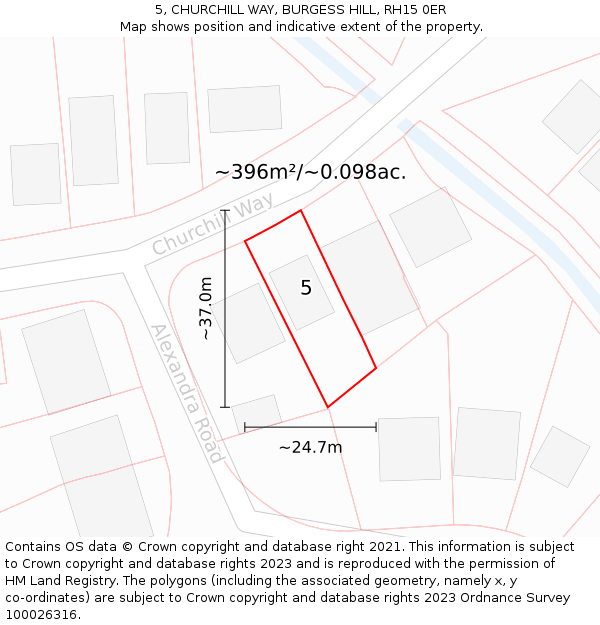 5, CHURCHILL WAY, BURGESS HILL, RH15 0ER: Plot and title map