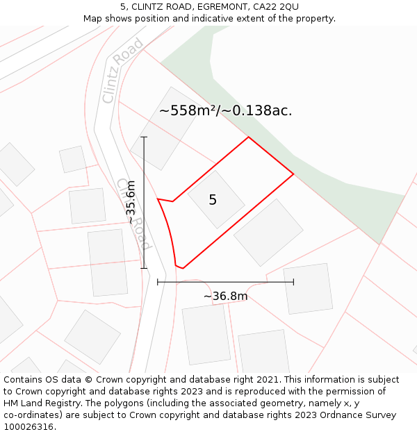 5, CLINTZ ROAD, EGREMONT, CA22 2QU: Plot and title map