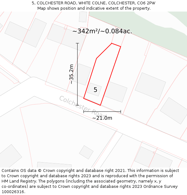 5, COLCHESTER ROAD, WHITE COLNE, COLCHESTER, CO6 2PW: Plot and title map