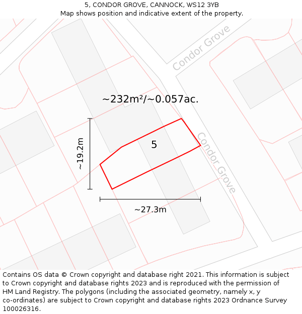 5, CONDOR GROVE, CANNOCK, WS12 3YB: Plot and title map