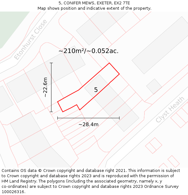 5, CONIFER MEWS, EXETER, EX2 7TE: Plot and title map