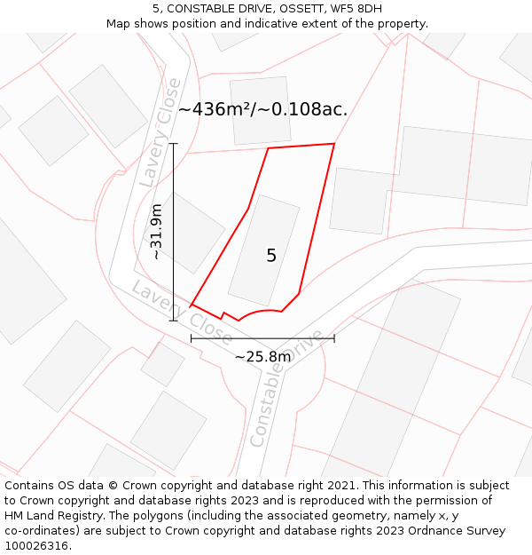 5, CONSTABLE DRIVE, OSSETT, WF5 8DH: Plot and title map