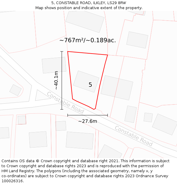 5, CONSTABLE ROAD, ILKLEY, LS29 8RW: Plot and title map