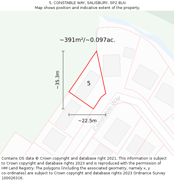 5, CONSTABLE WAY, SALISBURY, SP2 8LN: Plot and title map