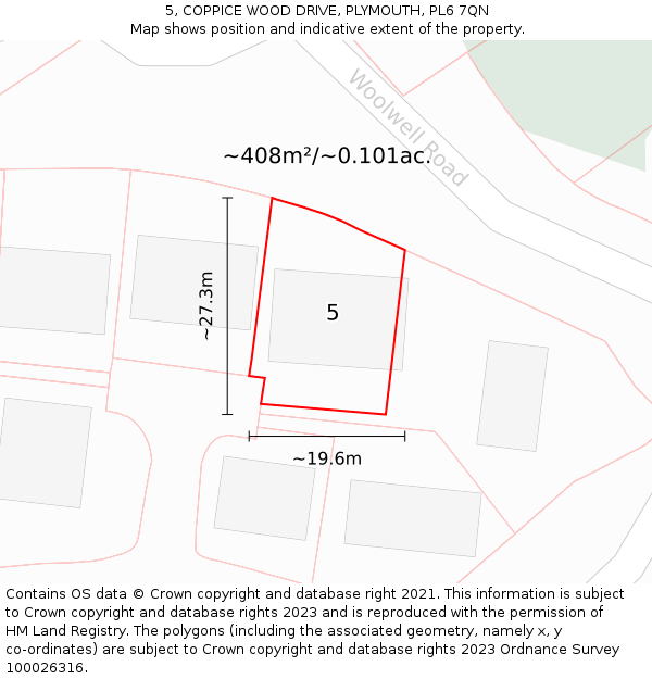 5, COPPICE WOOD DRIVE, PLYMOUTH, PL6 7QN: Plot and title map