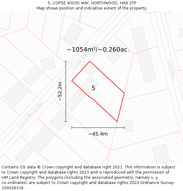 5, COPSE WOOD WAY, NORTHWOOD, HA6 2TP: Plot and title map