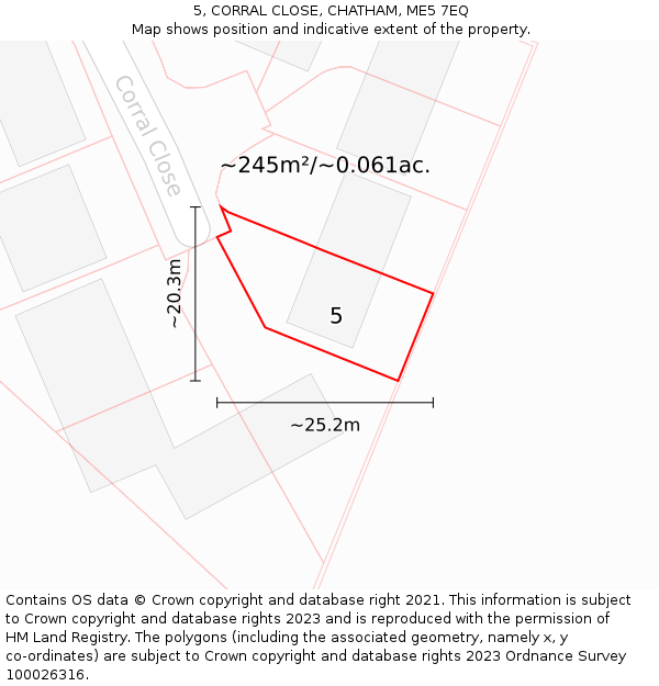 5, CORRAL CLOSE, CHATHAM, ME5 7EQ: Plot and title map