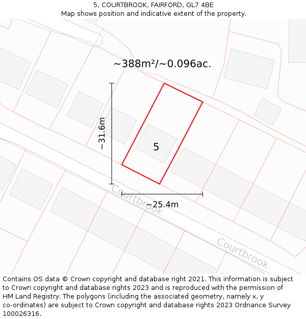 5, COURTBROOK, FAIRFORD, GL7 4BE: Plot and title map