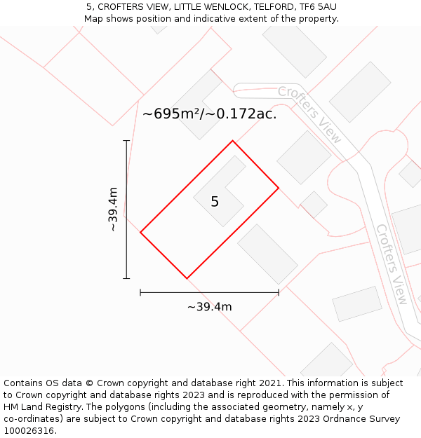 5, CROFTERS VIEW, LITTLE WENLOCK, TELFORD, TF6 5AU: Plot and title map