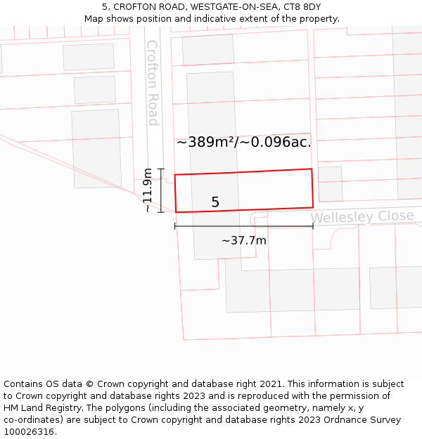 5, CROFTON ROAD, WESTGATE-ON-SEA, CT8 8DY: Plot and title map