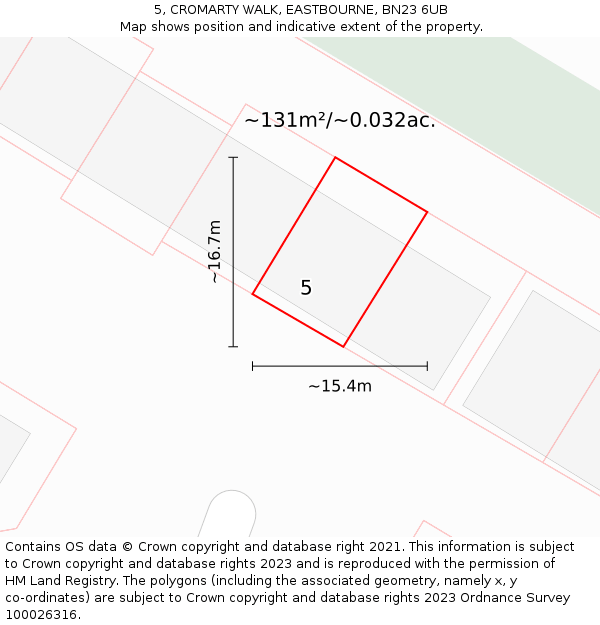 5, CROMARTY WALK, EASTBOURNE, BN23 6UB: Plot and title map