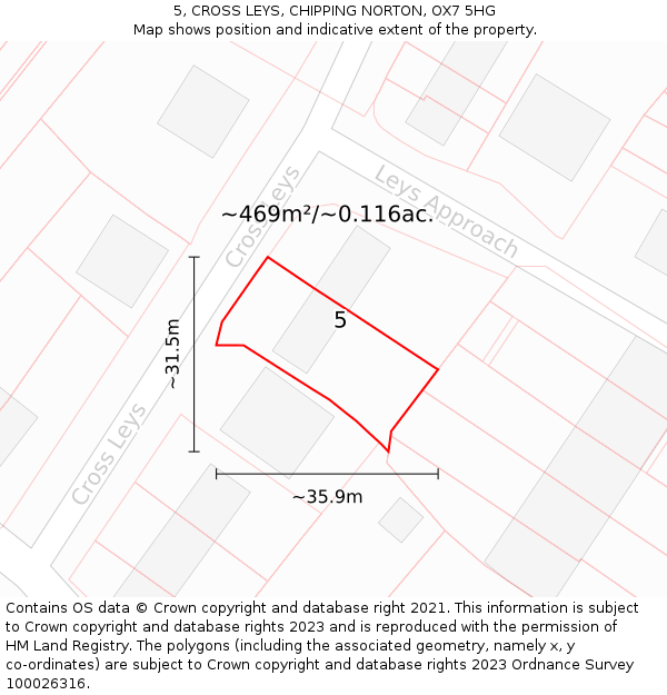 5, CROSS LEYS, CHIPPING NORTON, OX7 5HG: Plot and title map