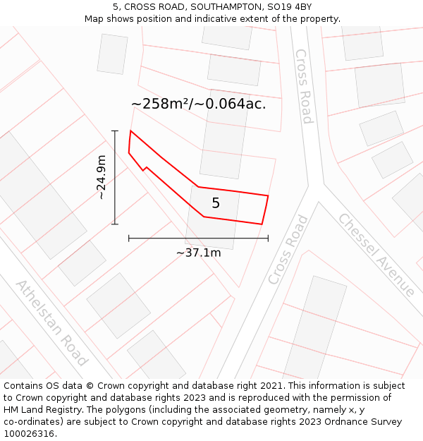 5, CROSS ROAD, SOUTHAMPTON, SO19 4BY: Plot and title map