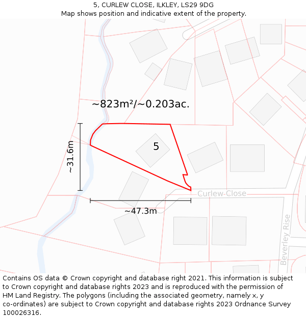 5, CURLEW CLOSE, ILKLEY, LS29 9DG: Plot and title map