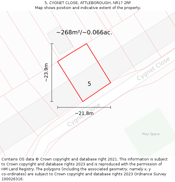 5, CYGNET CLOSE, ATTLEBOROUGH, NR17 2RP: Plot and title map