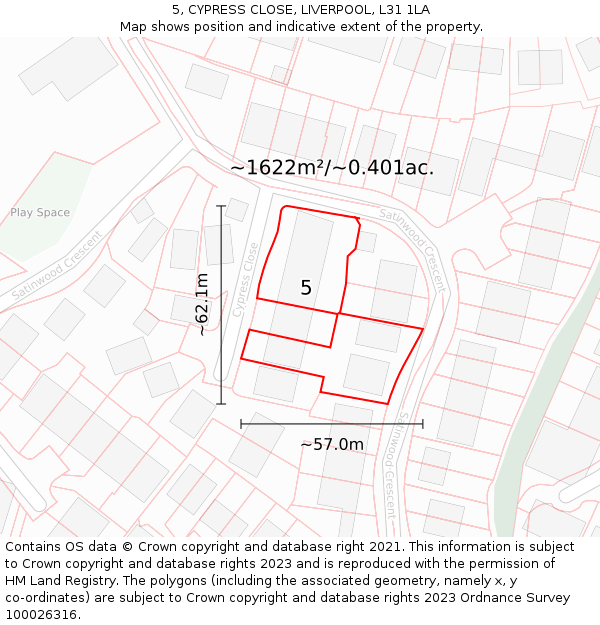 5, CYPRESS CLOSE, LIVERPOOL, L31 1LA: Plot and title map