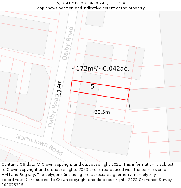 5, DALBY ROAD, MARGATE, CT9 2EX: Plot and title map
