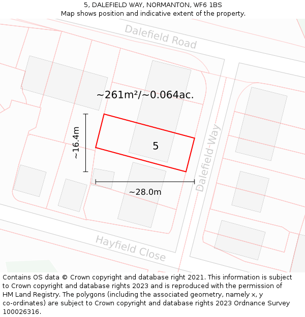 5, DALEFIELD WAY, NORMANTON, WF6 1BS: Plot and title map