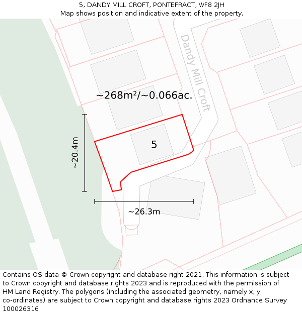 5, DANDY MILL CROFT, PONTEFRACT, WF8 2JH: Plot and title map