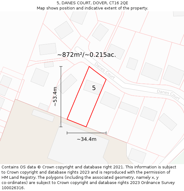 5, DANES COURT, DOVER, CT16 2QE: Plot and title map