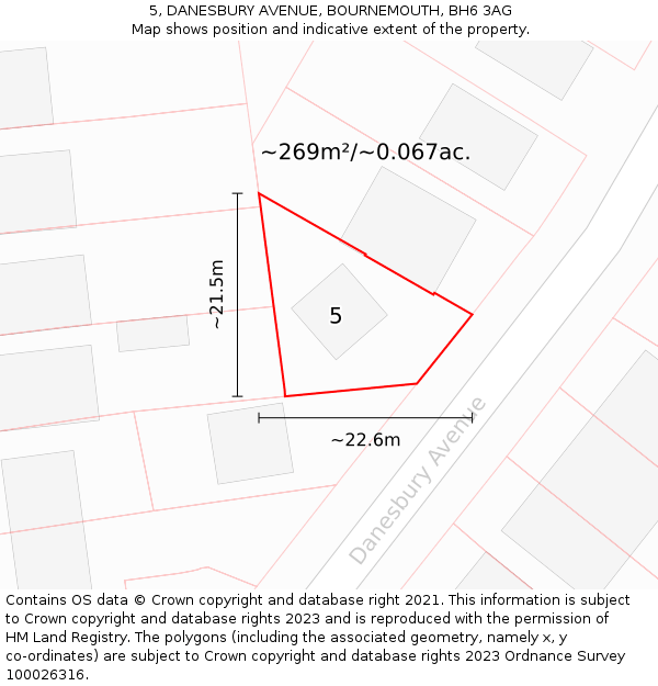 5, DANESBURY AVENUE, BOURNEMOUTH, BH6 3AG: Plot and title map