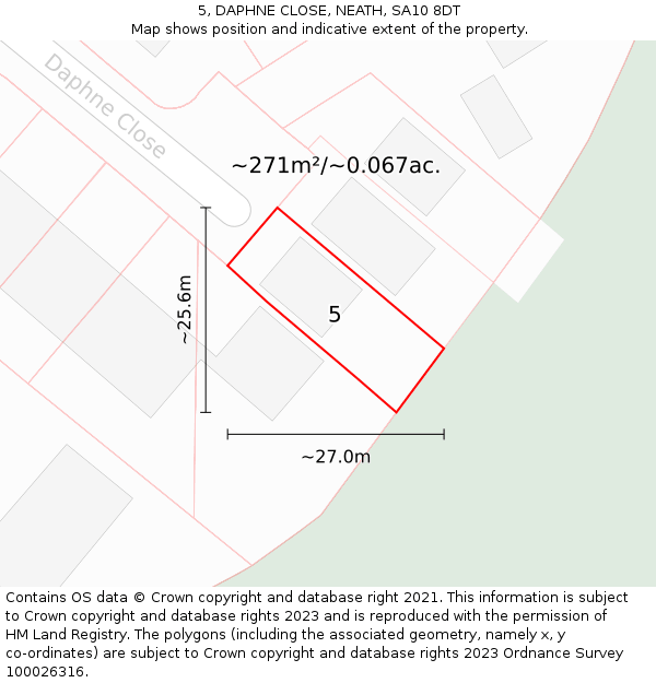 5, DAPHNE CLOSE, NEATH, SA10 8DT: Plot and title map