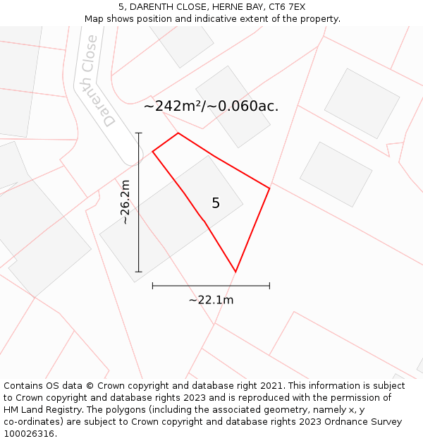 5, DARENTH CLOSE, HERNE BAY, CT6 7EX: Plot and title map