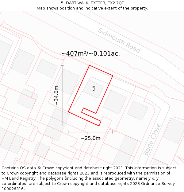 5, DART WALK, EXETER, EX2 7QF: Plot and title map