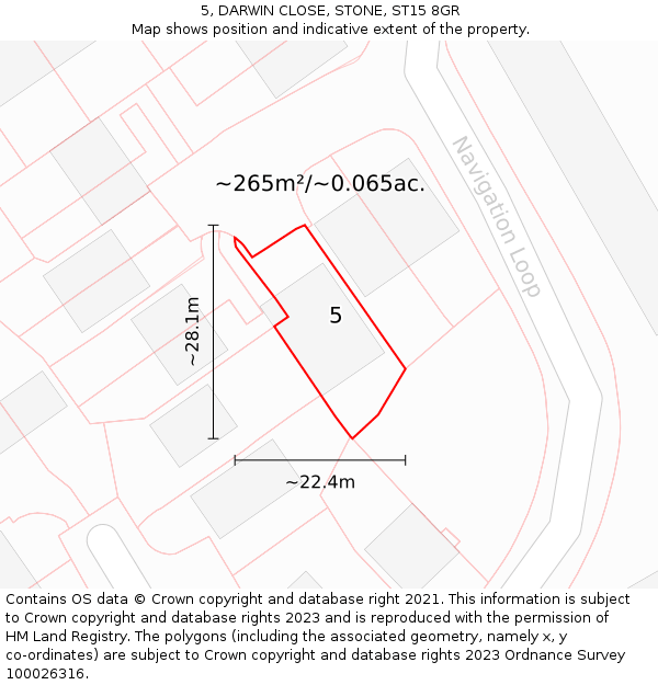 5, DARWIN CLOSE, STONE, ST15 8GR: Plot and title map