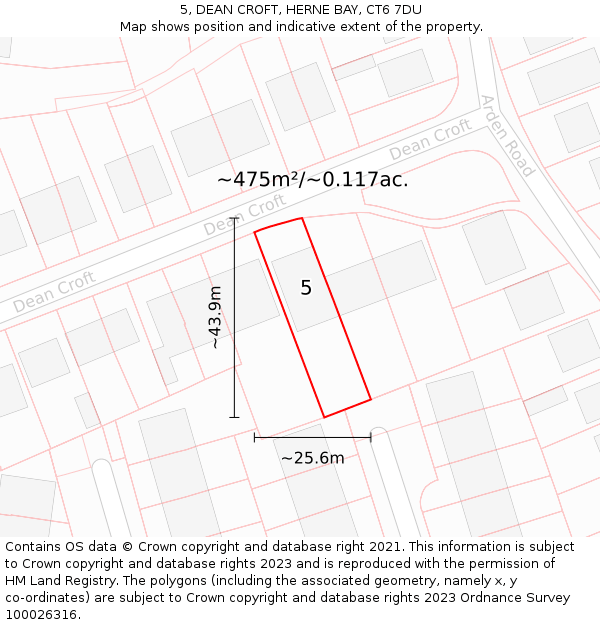 5, DEAN CROFT, HERNE BAY, CT6 7DU: Plot and title map