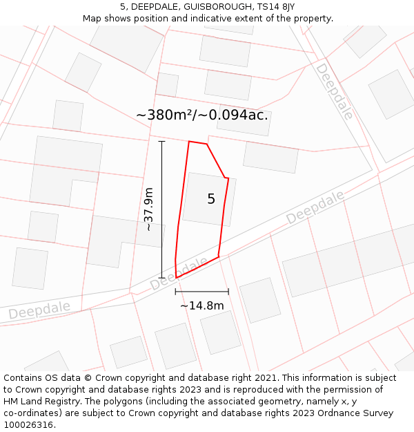 5, DEEPDALE, GUISBOROUGH, TS14 8JY: Plot and title map