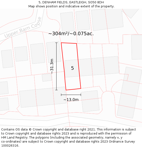 5, DENHAM FIELDS, EASTLEIGH, SO50 8DH: Plot and title map